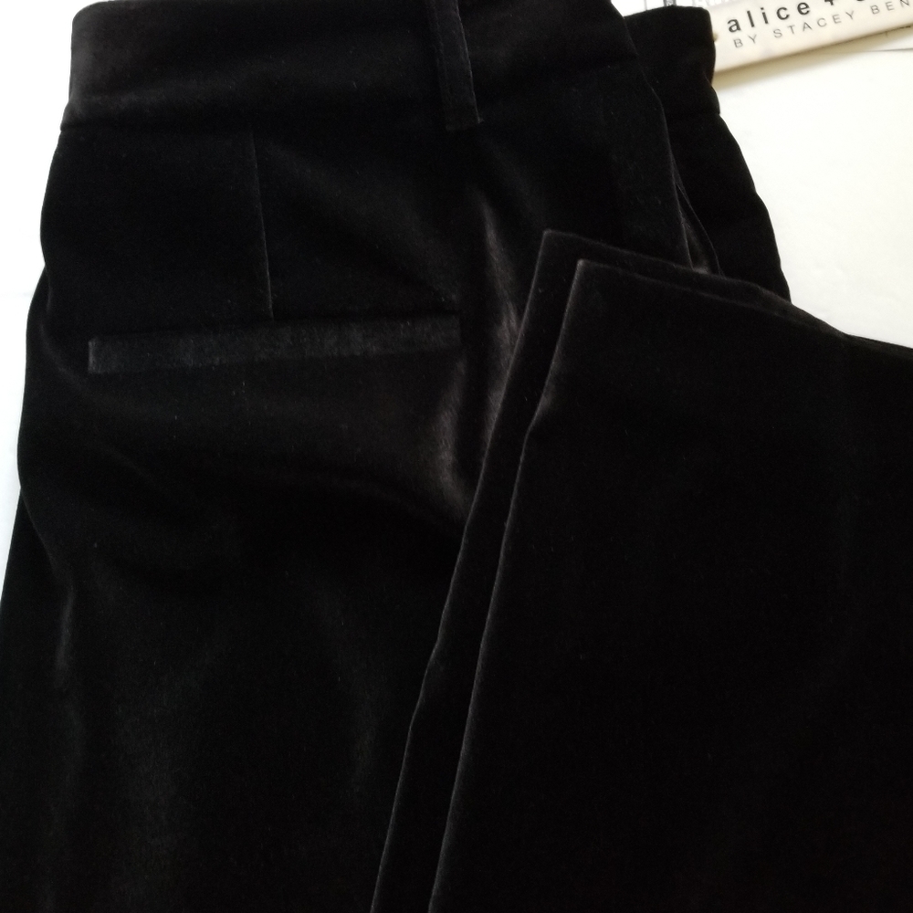 Alice+Olivia Velvet Classic Black Boot Cut Pants Size 10 - Picture 9 of 9